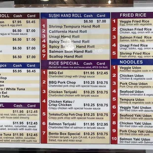 menu, sushi and sashimi