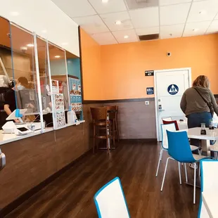 a woman in a restaurant