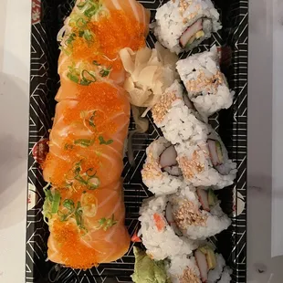 Double Salmon Roll (left) and California Roll (right)