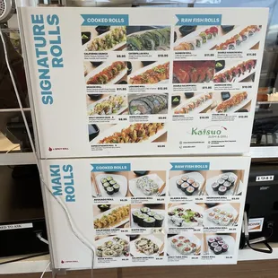 sushi and sashimi, menu