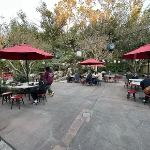 The area outside  that you can eat at.