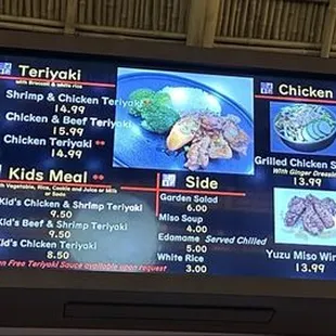 The menu.