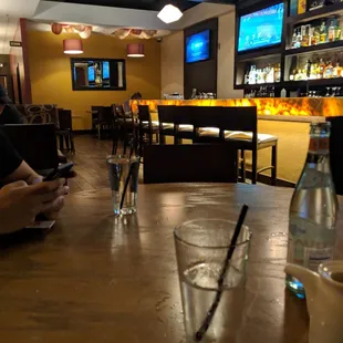 a glass of water on a table