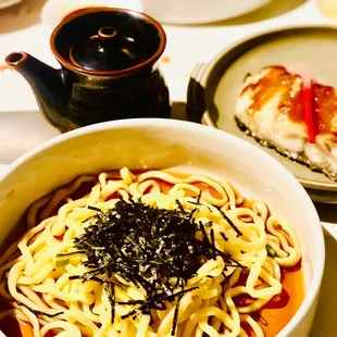 Cold noodle + cod, both are very delicious.