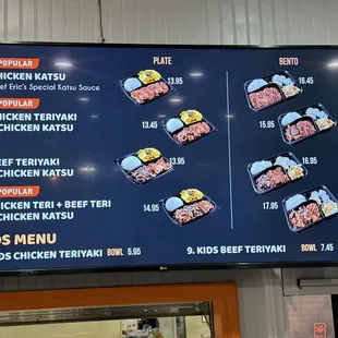 the menu and prices