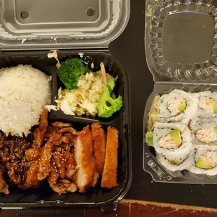 #7 combo Plate and side order of California Roll