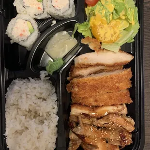 Chicken katsu and chicken teriyaki Bento combination - $15