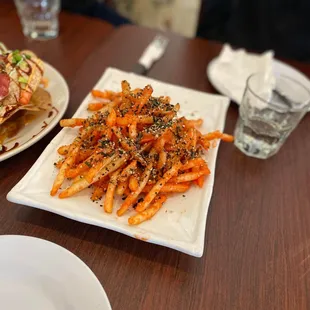 two plates of food on a table