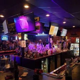 a bar with neon lights