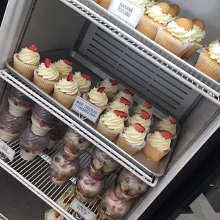 a display of cupcakes