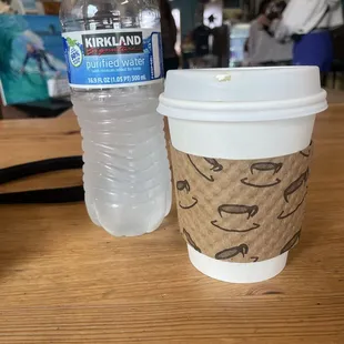 My house coffee and complementary water.