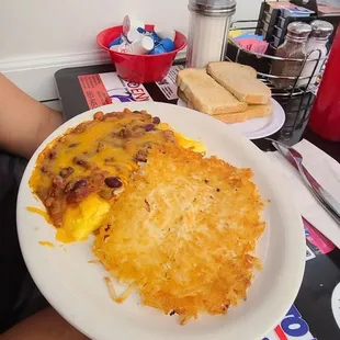 Texas omelette with hash browns