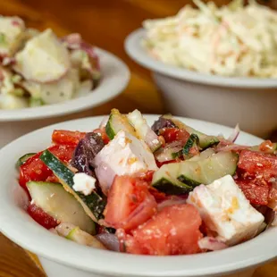 a close up of a salad