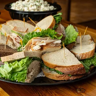 a platter of sandwiches