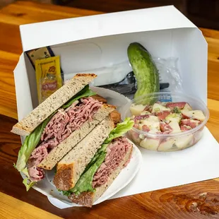 a sandwich and a pickle