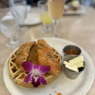 Mac Nut Waffle with Chicken Katsu   Brunch