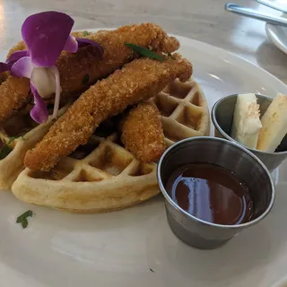 Mac Nut Waffle with Chicken Katsu Brunch