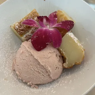 Butter Mochi and Guava Ice Cream