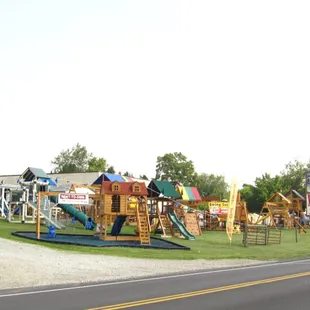 a playground with slides