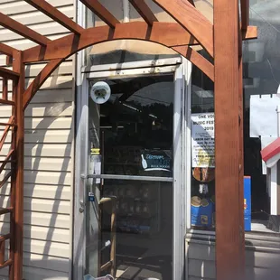 the entrance to the store