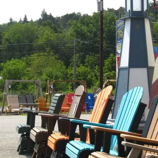 a row of adiron chairs
