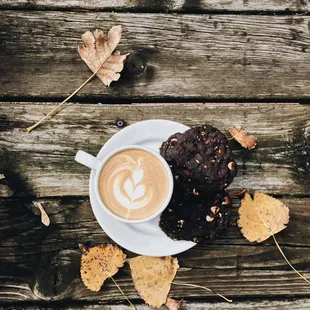 Latte and birthday cookies