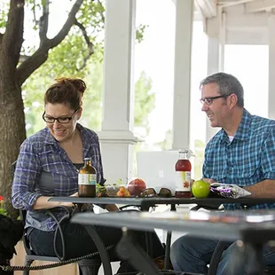 Grab a bite on the covered patio, it's dog friendly and has wifi