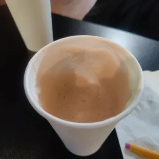 Well.. This is a 4$ '16' oz Cappuccino.. 4oz of espresso and the rest is hot foam.