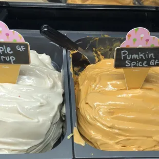 Pumpkin Spice and Maple Syrup gelatos are here!!!  Freshly made in-house and only available for a limited time!