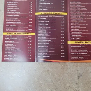 menu