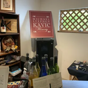 a selection of wines on display