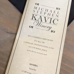 the menu for the event