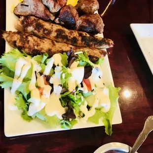 Lamb Kabob &amp; Lamb Chunks with a super fresh salad.