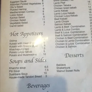 Small but authentic menu