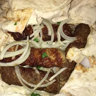 Chicken and beef luleh kabobs