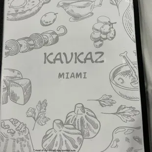 Front of menu