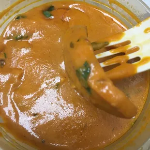 Butter chicken! Big chunky pieces.