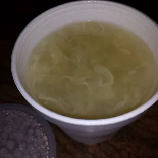 Watery grey eggdrop soup..couldn't eat it