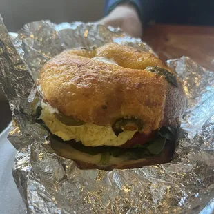 Volcano bagel sandwich