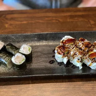 Yellowtail Scallion Roll and Eel Avocado Roll