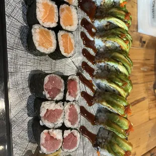 Salmon Raw Roll  Tuna Raw Roll Dragon roll So tasty!