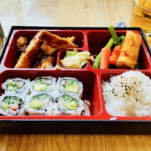 Bento lunch with chicken katsu