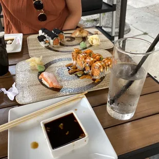 Fatty salmon, ninja roll, rising sun roll