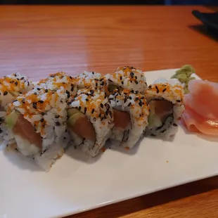 Salmon california roll during happy hour