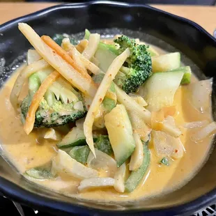 Vegetable curry lunch with red sauce