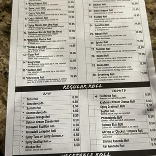 menu