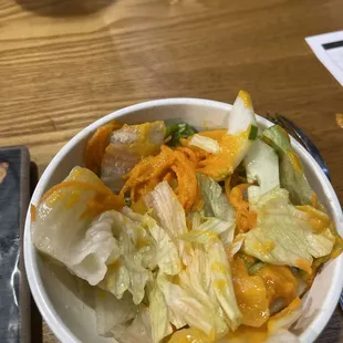 Side Salad that comes with the sushi rolls