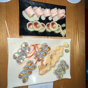 Pink Lady Roll, Rainbow Naruto Roll, Philadelphia Roll, Salmon Mango Roll, Salmon Avocado Roll, Crunchy Roll, Thai Ice Tea