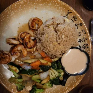 Shrimp hibachi-style lunch