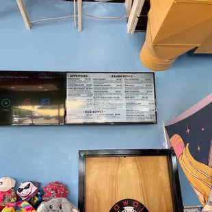 a menu on the wall